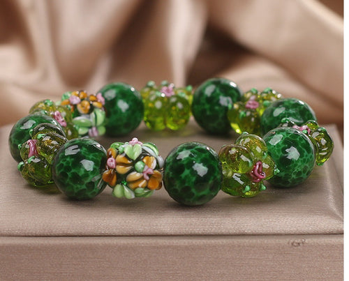 Chinese Ancient Flower Glazed Bracelet Women's Light Luxury