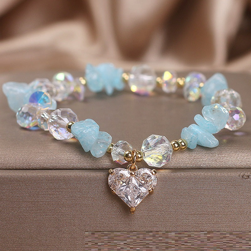 Natural Aquamarine Gravel Crystal Bracelet For Women
