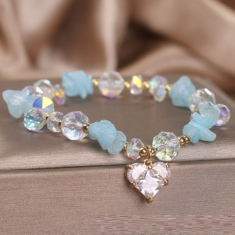 Natural Aquamarine Gravel Crystal Bracelet For Women