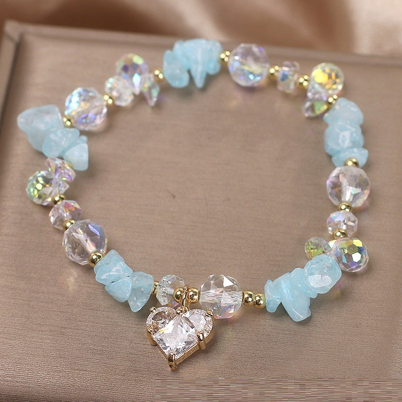 Natural Aquamarine Gravel Crystal Bracelet For Women