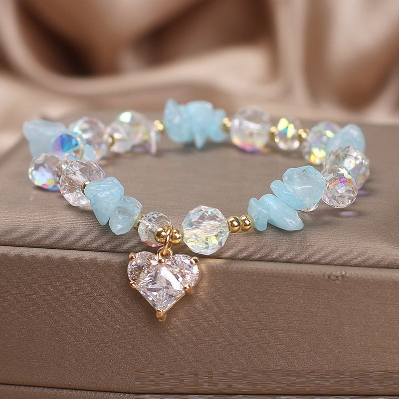 Natural Aquamarine Gravel Crystal Bracelet For Women