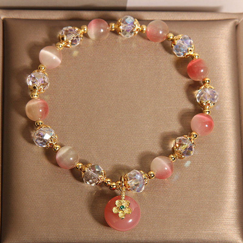 New Chinese Style Gradually Varied Pink Opal Bracelet Women's Light Luxury Small