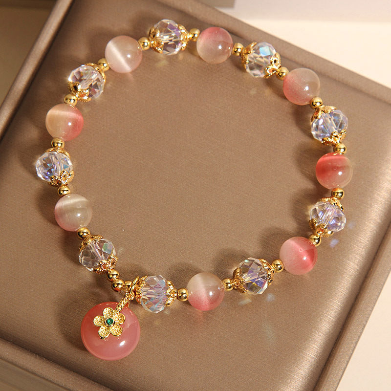 New Chinese Style Gradually Varied Pink Opal Bracelet Women's Light Luxury Small