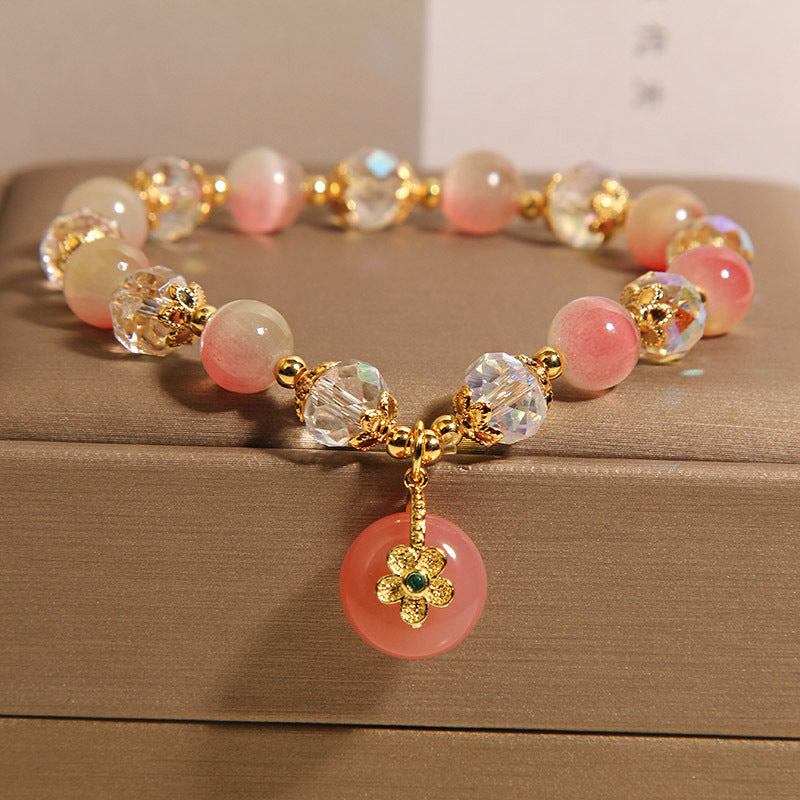 New Chinese Style Gradually Varied Pink Opal Bracelet Women's Light Luxury Small