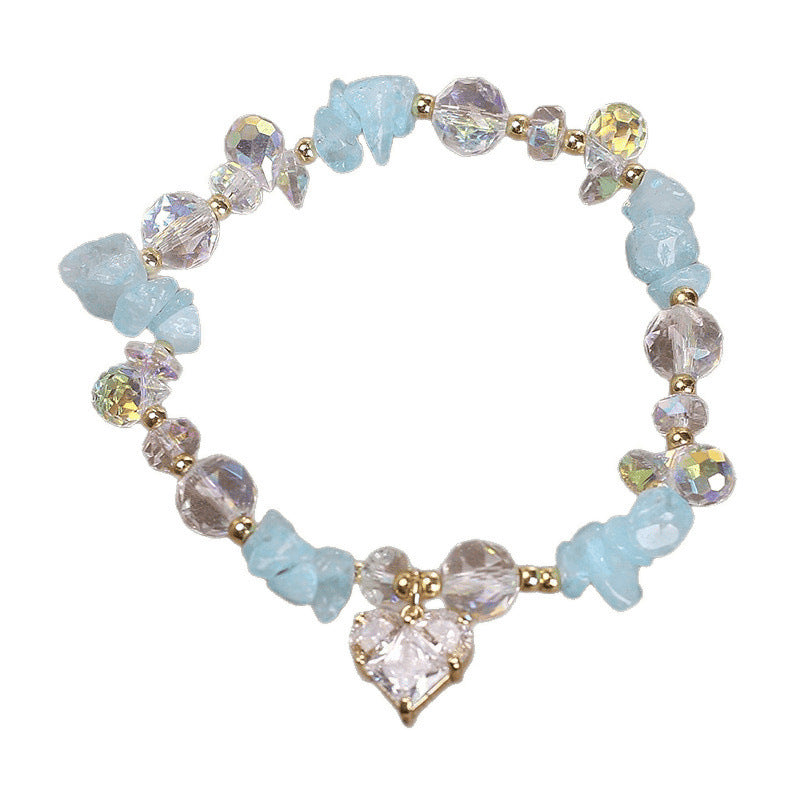 Natural Aquamarine Gravel Crystal Bracelet For Women