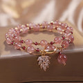 New Double Circle Strawberry Quartz Bracelet Women